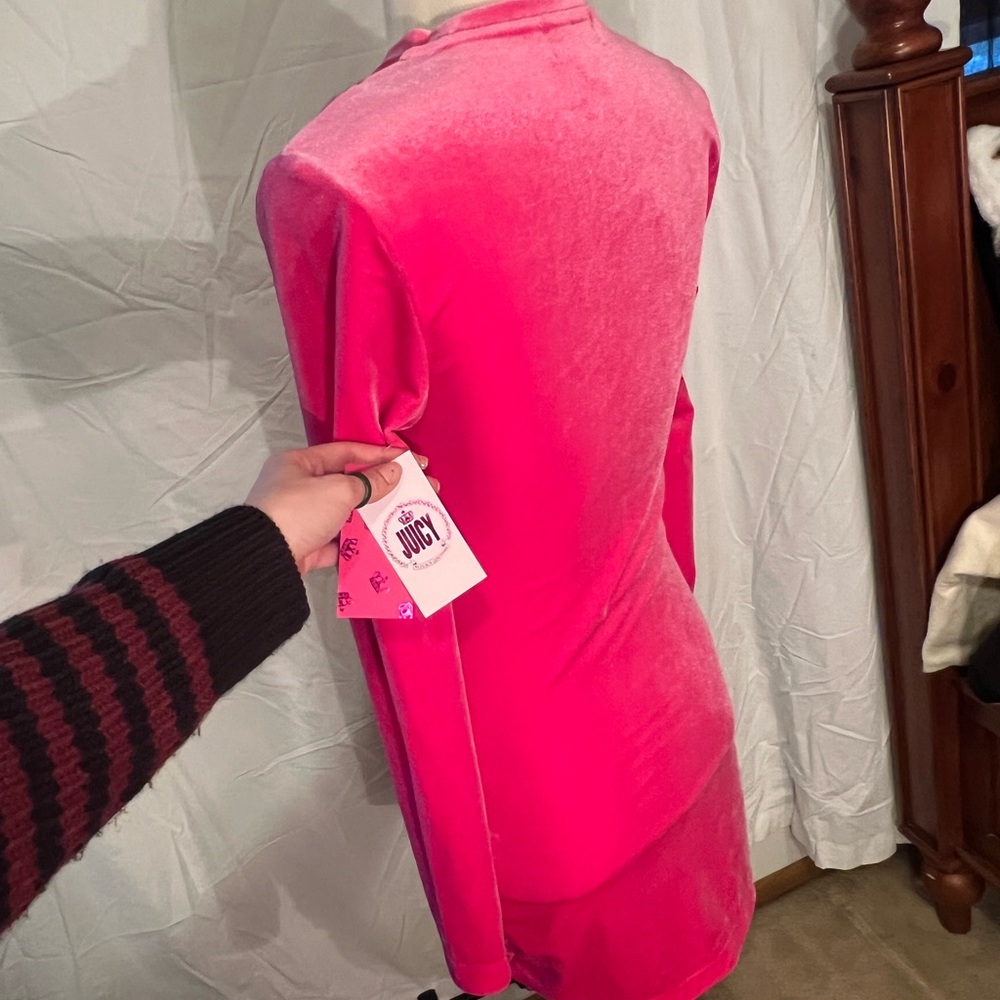Juicy Couture Fuchsia Velvet Long Sleeve Dress - Picture 7 of 11